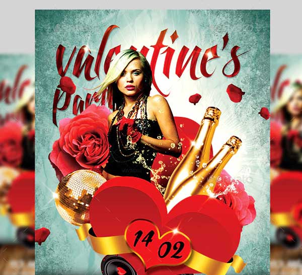 Sexy Valentines Day Party Flyer Template PSD