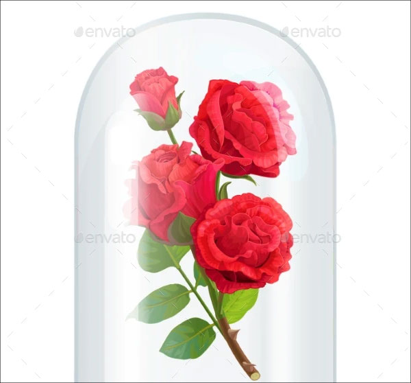 Simple 3D Rose Models Glass Flask