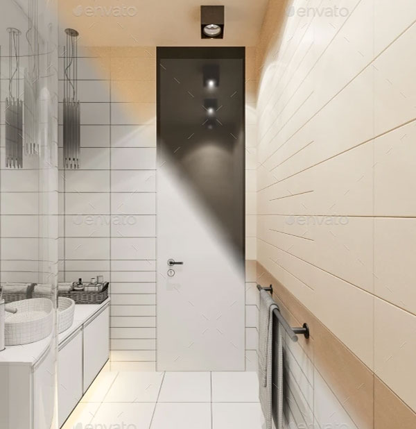 Simple 3d Render Interior Design of the Bathroom