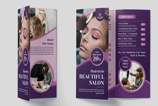 Simple Beautiful Salon Trifold Brochure