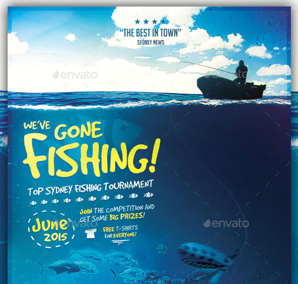 Simple Fishing Tournament Flyer Template
