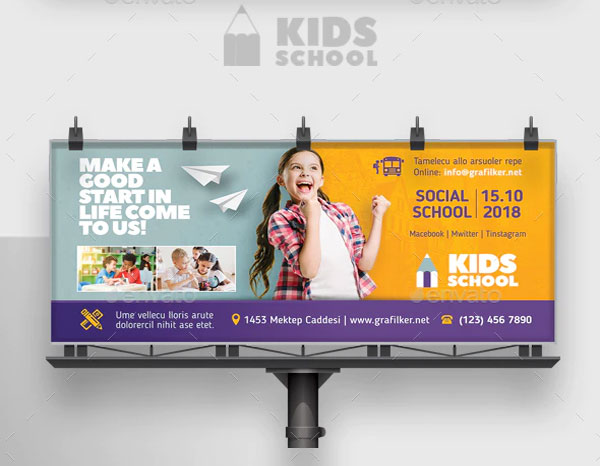 Simple Kids School Billboard Templates