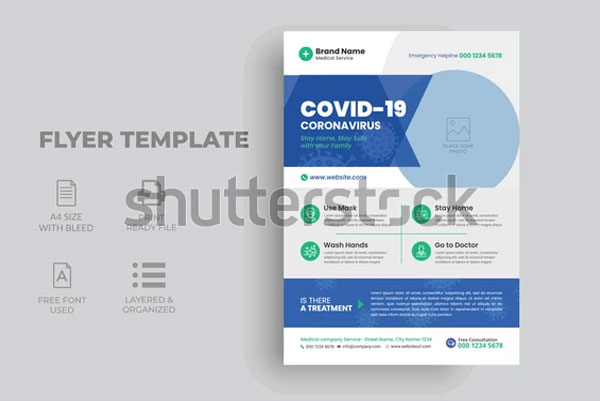 Simple Medical Flyer Template for COVID-19