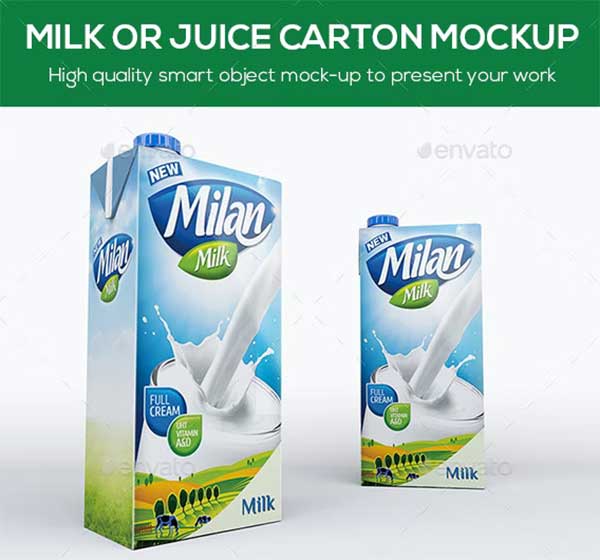 Simple Milk or Juice Carton Box Mockup