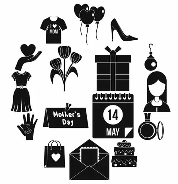 Simple Mothers Day Icons Set