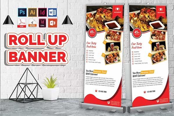 Simple Restaurant Roll Up Banner Signage