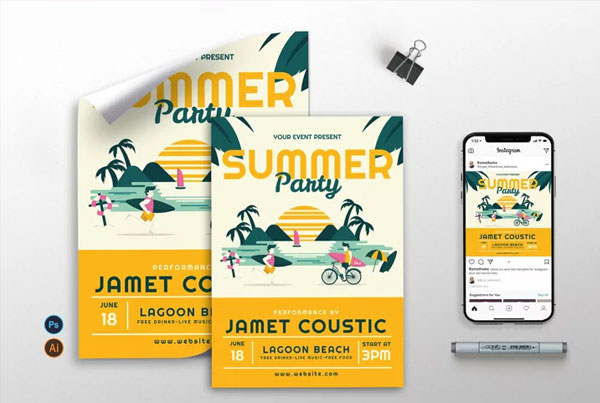 Simple Summer Party Instagram Banners