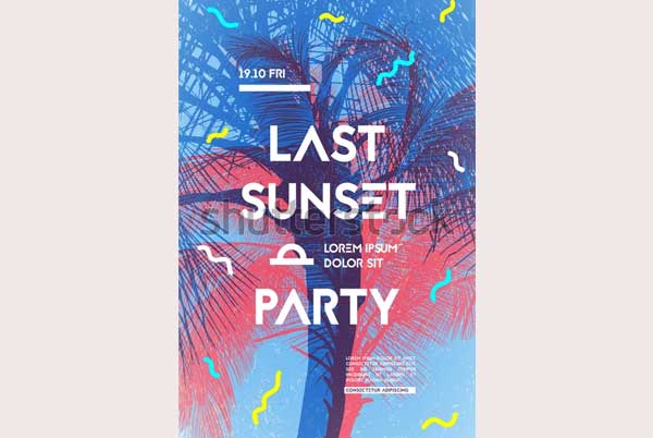Simple Sunset Party Flyer Templates