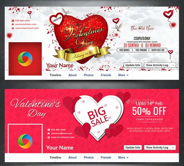 Simple Valentine's Day Facebook Banner Bundle