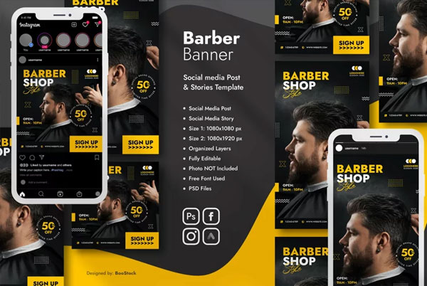 Social Media Template For Barbershop
