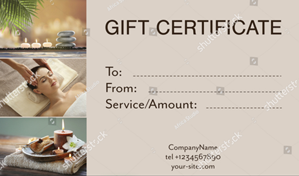 Spa Service Gift Certificate Template