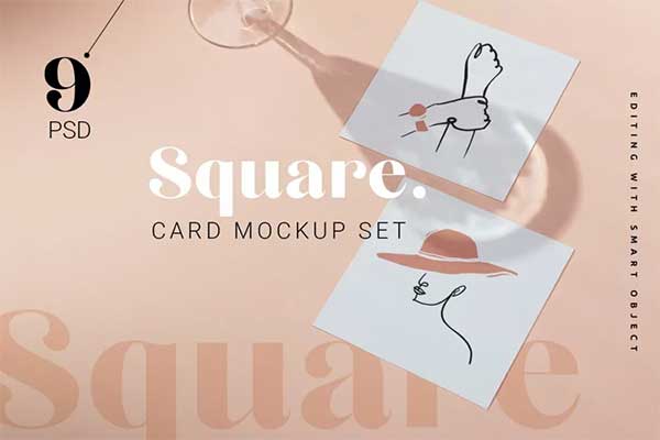 Square Card Shadow Mockup Set
