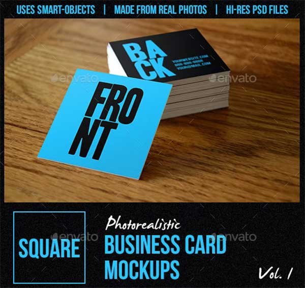 Square PSD Business Card Mockups