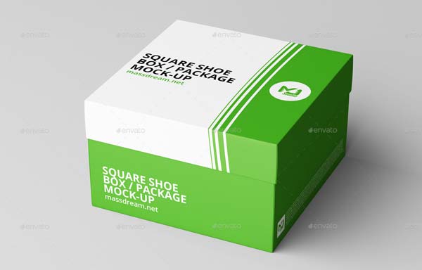Square Shoe Box and Package Mockup