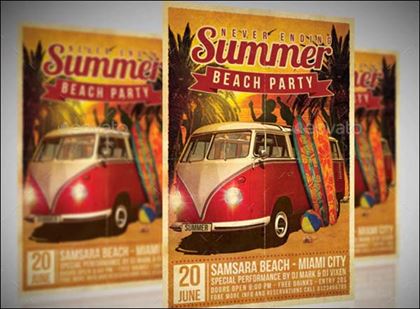 Summer Beach Holiday Party Flyer Template
