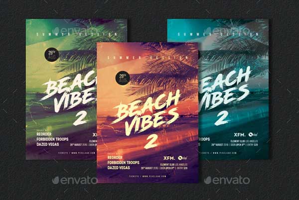 Summer Beach Vibes Party Flyer Templates