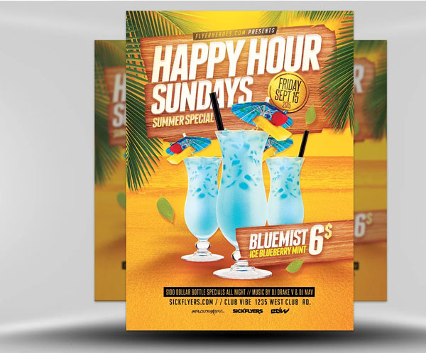 Summer Happy Hour Flyer Printable Template