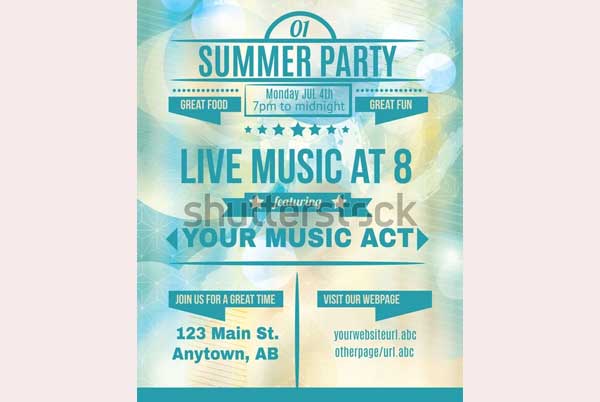 Summer party live Music Flyer Templates