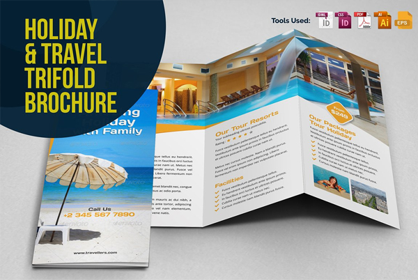 Summer Vacation Travel Trifold Brochure Design