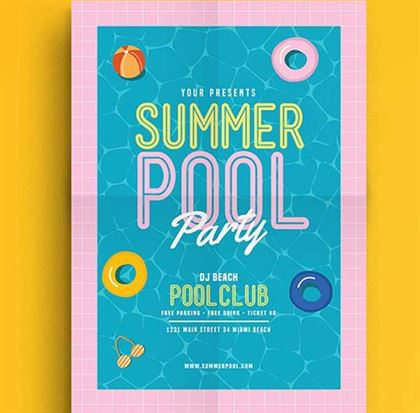 Summer Pool Party Flyer Templates
