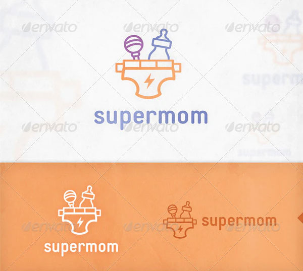 Supermom Baby Care Logo Template