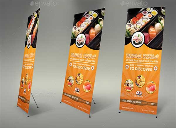 Sushi Restaurant Rollup Signage Banner Template