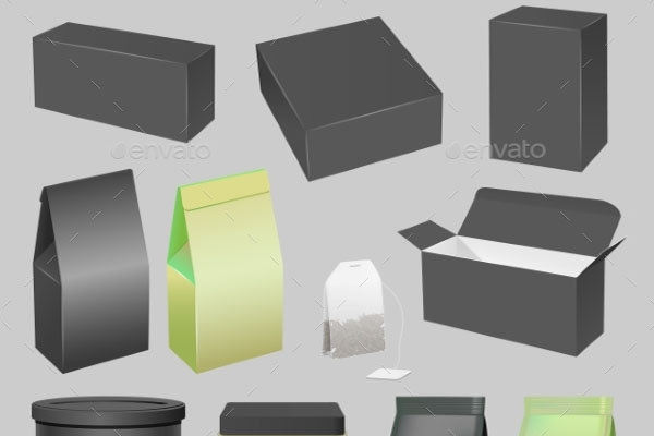 Tea Packaging Realistic Mockup Set