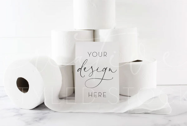 Toilet Paper with Card Mockup