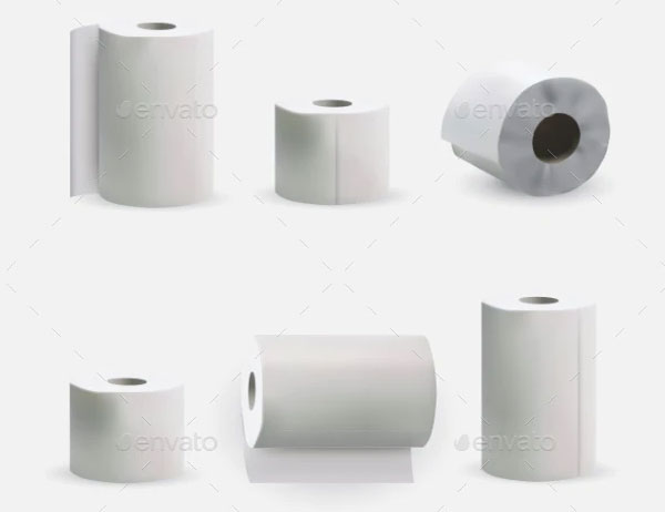 Toilet and Towel Roll Paper Mockup Set
