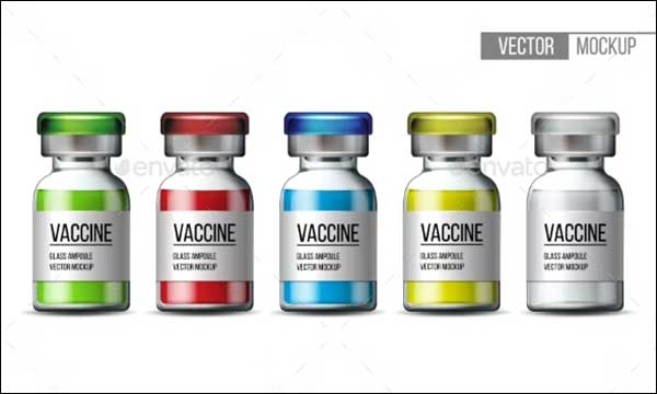 Transparent Glass Medical Vial Vaccine Mockup