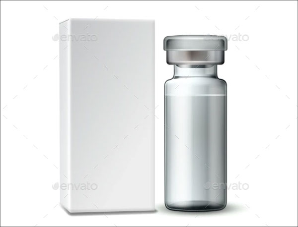 Transparent Glass Vaccine Vial Bottles Mockup