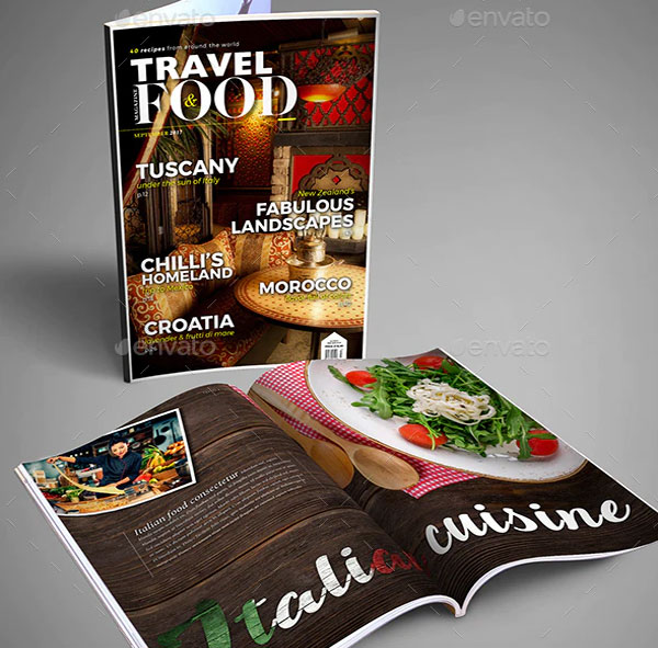Travel & Healthy Food Magazine Template