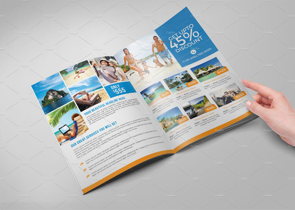 Travel Agency Bi Fold Brochure Template