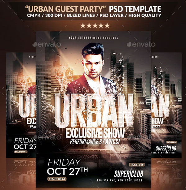 Urban Guest Party Psd Flyer Template