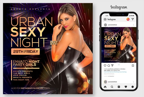 Urban Ladies Night Party PSD Flyer