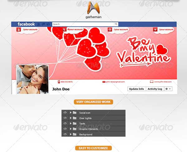 Valentine's Day Facebook Banner Bundle