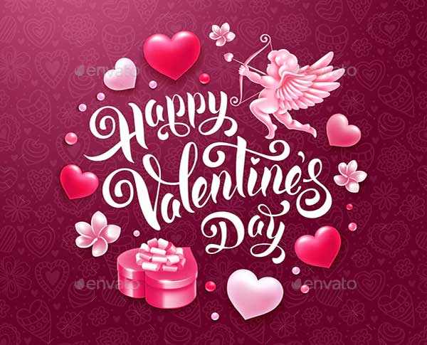 Valentines Day Greeting Card With Cupid