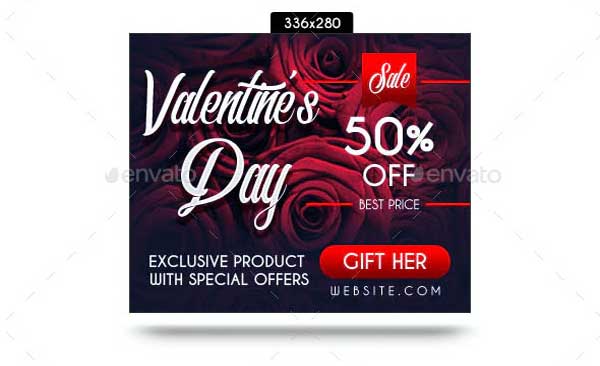 Valentines Day Sale Horizontal Banner