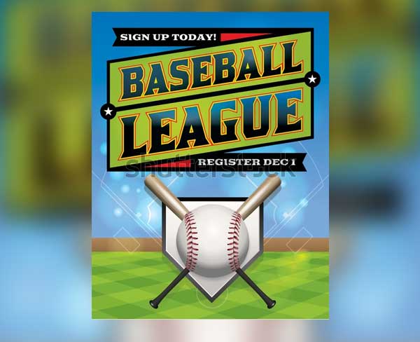 Vector Baseball League Registration Flyer