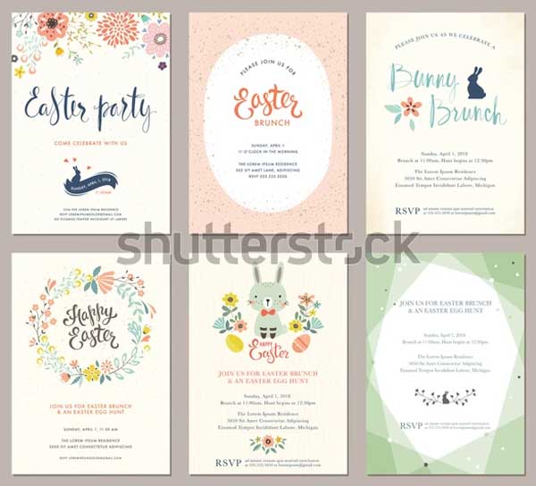 Vector Easter Party Invitation And Greeting Card Templates