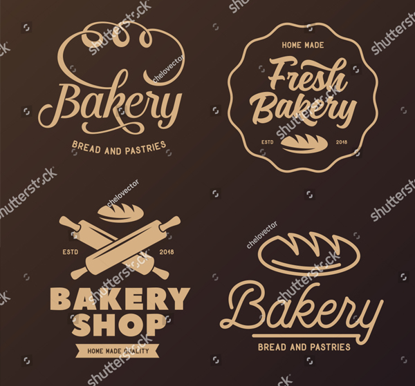 Vector Vintage Illustration Bakery Logos