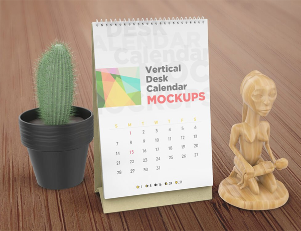 Vertical Desk Calendar Mockups
