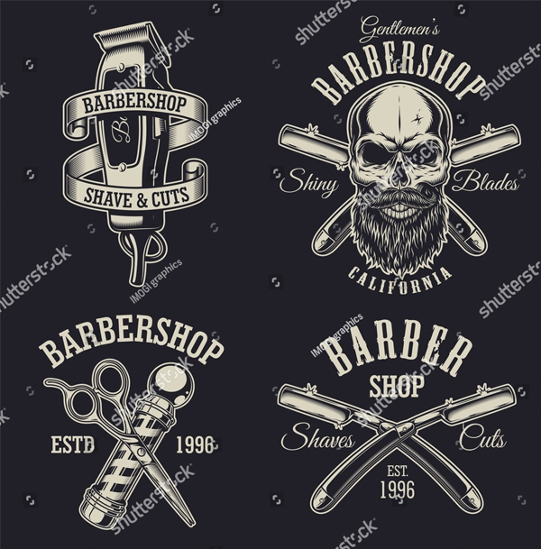 Vintage Barbershop Emblems, Labels and Logos
