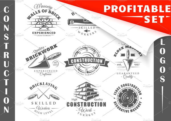 Vintage Construction Company Logos