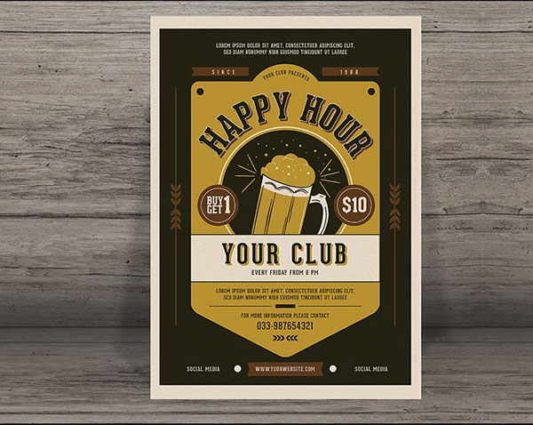 Vintage Happy Hour Beer Template