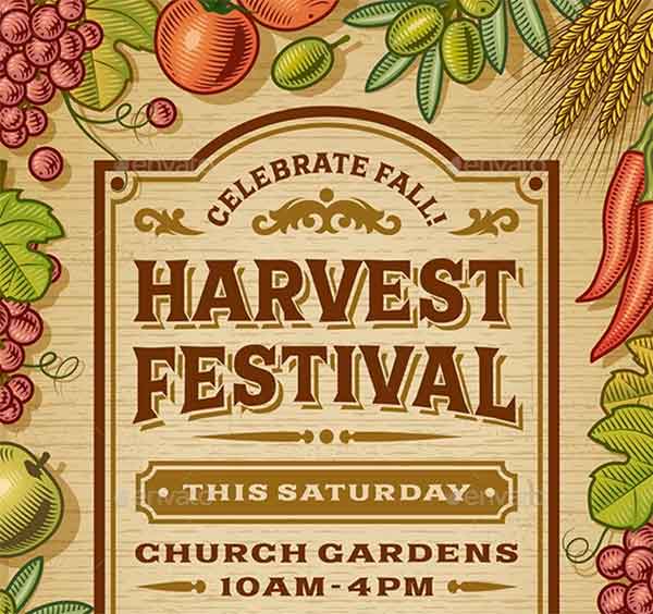 Vintage Harvest Festival Poster Template