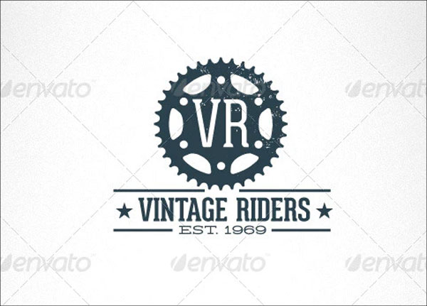 Vintage Riders Bike Gear Retro Logo Template