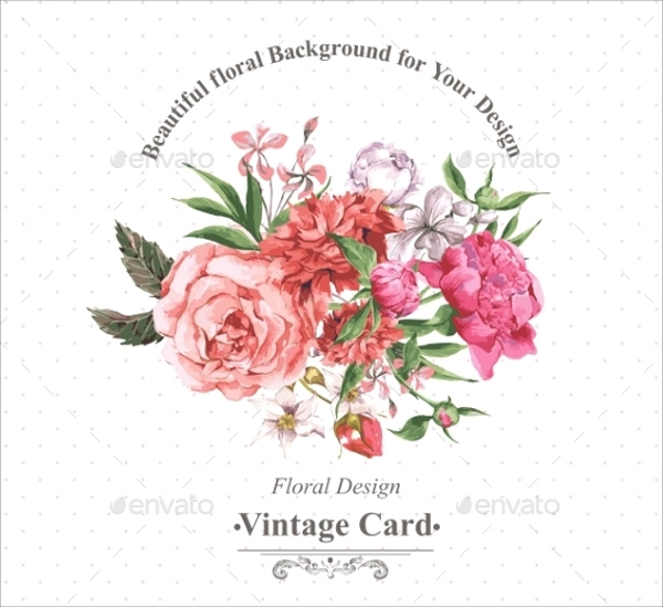 Vintage Watercolor Greeting Card With Blooming