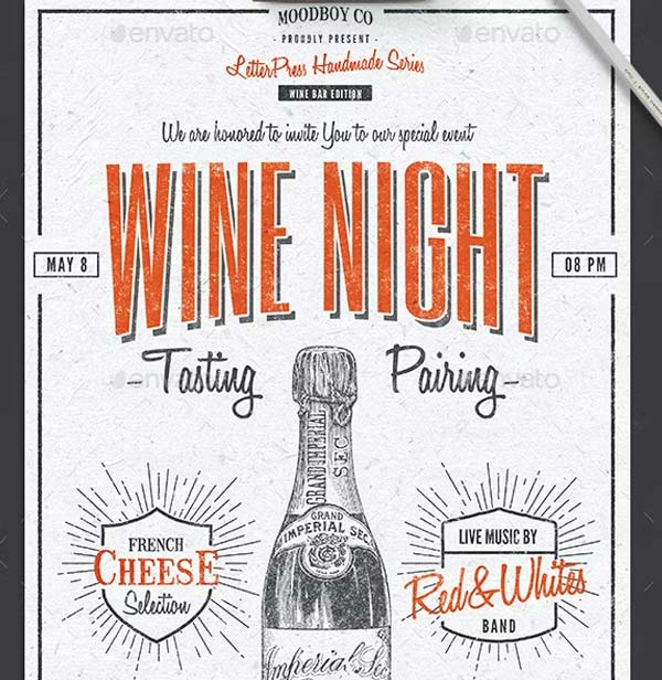 Vintage Wine Night Flyer Template
