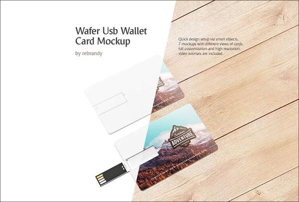Wafer USB Wallet Card Mockup Template